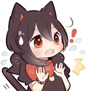 😱 Garota anime, Nekomimi, Kawaii, Chibi, Mangá, Fofo whatsapp sticker