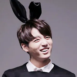 😆 Jungkook Jungkook, BTS, K-Pop, orecchie da coniglio, idol, cantante, carino telegram sticker