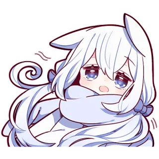 😯 аниме, милый, каваий, персонаж, зима, грустный, шарф telegram sticker