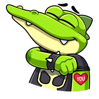 ❤️ YOU crocodilo, desenho animado, animal, adesivo, amor, coração, verde telegram sticker