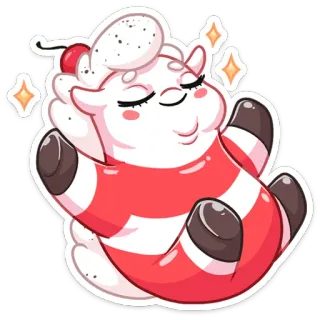 ☺️ kartun, hidangan penutup, domba, imut, merah, putih, ceri telegram sticker