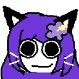 😺 Chica anime, Dibujo animado, Morado, Blanco, Orejas de gato, Flor telegram sticker