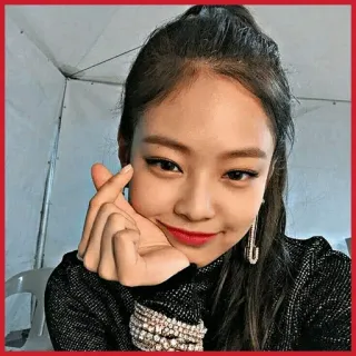 ❤️ K-Pop, Jennie, Zangeres, Beroemdheid, Vingerhart, Aziatisch telegram sticker