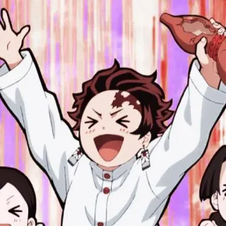 🙌 Tanjiro Kamado Demon Slayer Anime, Demon Slayer, Tanjiro, Viering, Gelukkig telegram sticker