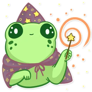 🧙 лягушка, волшебник, магия, мультфильм, наклейка, милый telegram sticker