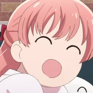 🎀 Anime, Fofo, Garota, Sorrindo, Cabelo Rosa telegram sticker