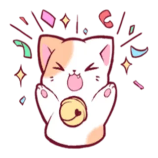 🎉 Katze, Tier, Feier, Konfetti, Glocke, Süß, Kawaii whatsapp sticker