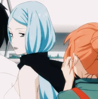 🍬 anime, manga, characters, blue hair, orange hair whatsapp sticker
