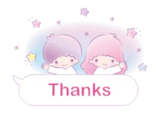📌 Thanks powitanie, dziękuję, słodkie, kreskówka, gwiazdy, kawaii telegram sticker