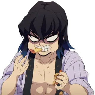 😠 Inosuke Hashibira Demon Slayer Anime, Demon Slayer, Inosuke, Hashibira, Comendo, Comida, Desenho animado, Engraçado telegram sticker