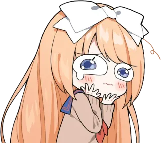 🙁 Anime, Desenho animado, Bonito, Menina, Uniforme escolar, Chorosa, Chibi telegram sticker
