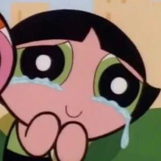 😢 Buttercup The Powerpuff Girls cartone animato, piangendo, triste, le Superchicche, animazione telegram sticker