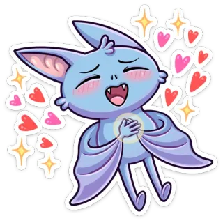 ❤️ chauve-souris, mignon, kawaii, amour, dessin animé, animé telegram sticker