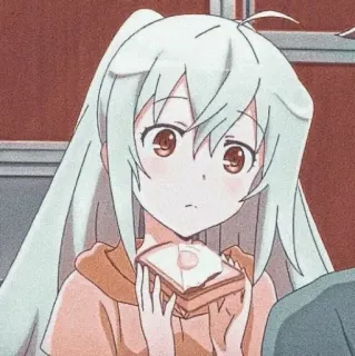 ❓ Anime, Menina, Sanduíche, Fofo, Desenho animado telegram sticker