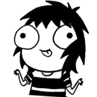 😛 Sarah Andersen Sarah's Scribbles cartone animato, webcomic, alzata di spalle, divertente, illustrazione telegram sticker