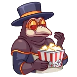 🍿 чумной доктор, попкорн, смотрю, фильм, мультфильм telegram sticker