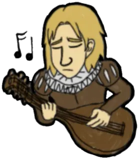 😔 muzyk, lutnia, smutny, muzyka, blond telegram sticker