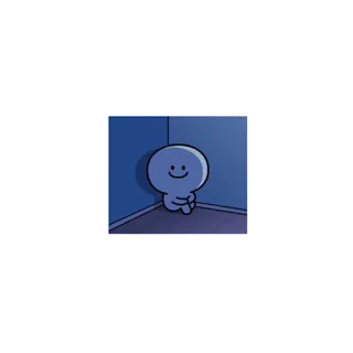 😌 Cartone animato, Carino, Solo, Triste, Blu, Personaggio telegram sticker