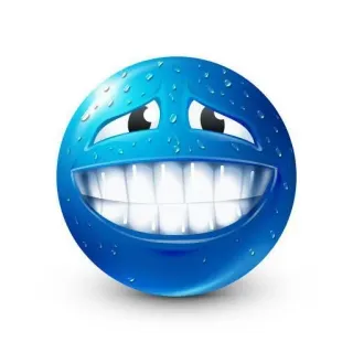 😅 스마일리, 파란색, 이모지, 이빨, 만화 telegram sticker