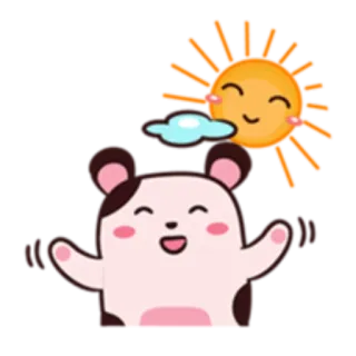 ☀️ joyeux, soleil, mignon, dessin animé, animal, ours whatsapp sticker
