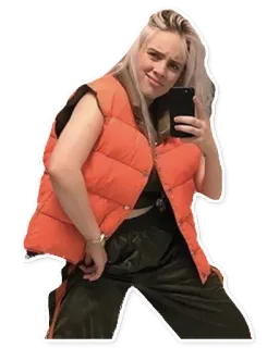 🥴 Billie Eilish Билли Айлиш, певица, знаменитость, портрет, женщина, селфи telegram sticker