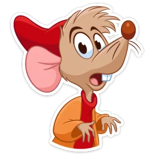 😮 Gus Cinderella souris, dessin animé, disney, cendrillon, animé, personnage, gus, jaq whatsapp sticker