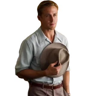 🕵️ Ryan Gosling acteur, hoed, man, portret, film whatsapp sticker
