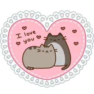 ❤ Pusheen I love you 猫, 愛, ハート, かわいい, Pusheen, カップル, 愛情 telegram sticker
