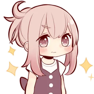 😐 ragazza anime, chibi, carino, scintillio, kawaii, emozionale, espressione, adesivo telegram sticker