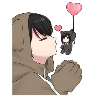 😘 anime, kreskówka, pies, serce, słodki, kawaii whatsapp sticker
