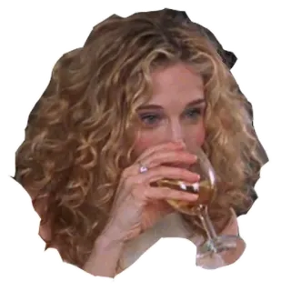 🍷 Carrie Bradshaw Sex and the City woman, drinking, wine, tv show, blonde telegram sticker