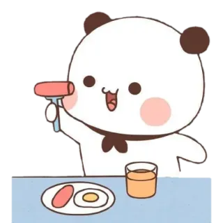 🐼 Панда, Мультфильм, Завтрак, Еда, Милый, Каваий telegram sticker
