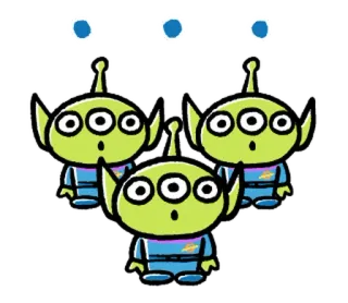😱 Alien Toy Story 외계인, 만화, 귀여운, 초록색, 세눈, 디즈니, 픽사 telegram sticker