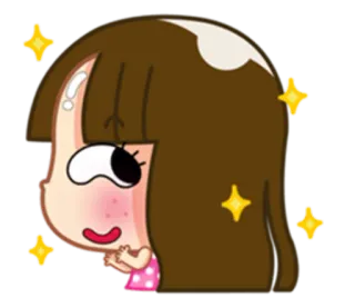 🌝 cute, cartoon, sparkle, blush, girl, sticker whatsapp sticker