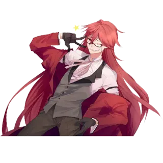 😉 Grell Sutcliff Black Butler Anime, Manga, Black Butler, Grell Sutcliff, Sensenmann telegram sticker