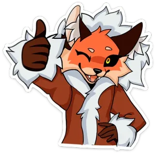 👍 renard, anthro, furry, cartoon, personnage, pouce levé telegram sticker