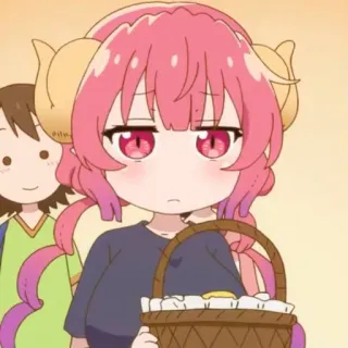 😐 Lucoa Miss Kobayashi's Dragon Maid Anime, Cartoon, Drache, Mädchen, rosa Haare telegram sticker