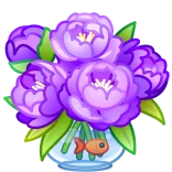 💐 花, 牡丹, 魚, 花瓶, 紫色の花, 金魚鉢 telegram sticker