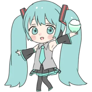 🍚 Hatsune Miku Hatsune Miku, Vocaloid, Anime, Chibi, Kawaii, Süß telegram sticker