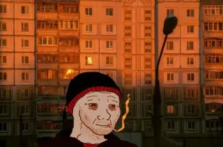 🌞 wojak, smoking, depressed, cigarette, lonely telegram sticker