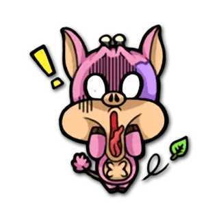 😱 돼지, 만화, 동물, 충격, 느낌표, 귀여운, 스티커, 분홍 telegram sticker