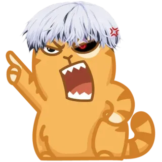 🤬 Ken Kaneki Tokyo Ghoul 애니메이션, 고양이, 도쿄 구울, 카네키 켄, 화난, 스티커 telegram sticker