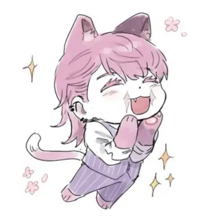 ☺️ แมว, อนิเมะ, คาวาอิ, จิบิ, น่ารัก, สีชมพู, หู, หาง telegram sticker