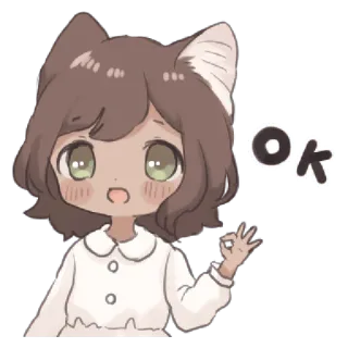 🍄 ok 动漫女孩, 可爱, OK手势, 贴纸, 批准, 同意 whatsapp sticker