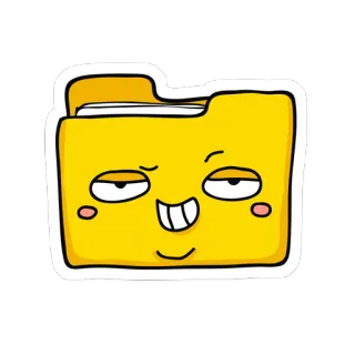 🤠 folder, emoji, cartoon, file, yellow, face telegram sticker