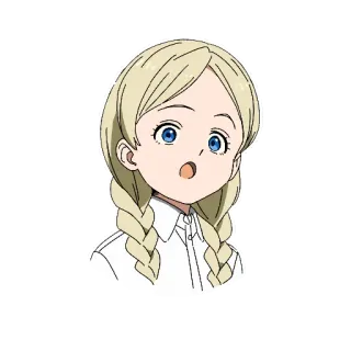 😯 Conny The Promised Neverland animé, sticker, blonde, yeux bleus, personnage telegram sticker