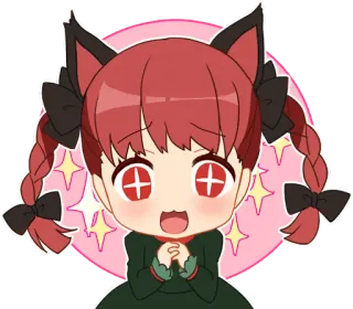 🤩 anime, girl, cute, chibi, cat, sparkling telegram sticker