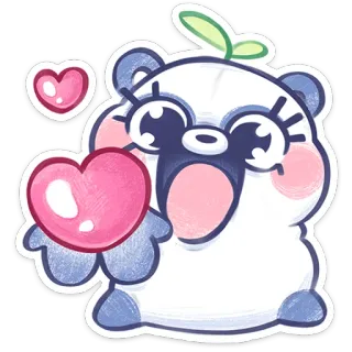 ⭐ cute, panda, heart, cartoon, sticker telegram sticker