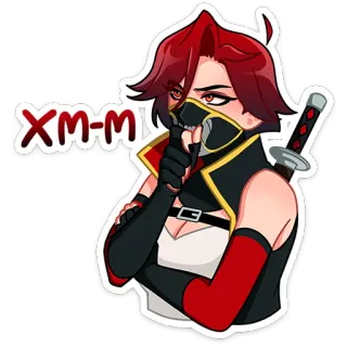 🤔 xm-m katana, ninja, samuraj, wojownik, maska, rude włosy, anime telegram sticker