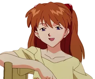 😀 Asuka Langley Soryu Neon Genesis Evangelion anime, cartoon, female, red hair, character, smile telegram sticker